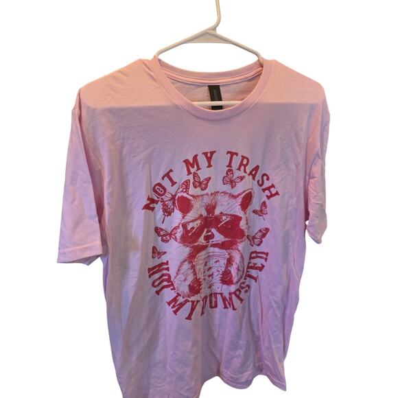 Gildan Soft Style Raccoon Funny T Shirt M Womens Pink Not My Trash Short Sleeve - Picture 2 of 6